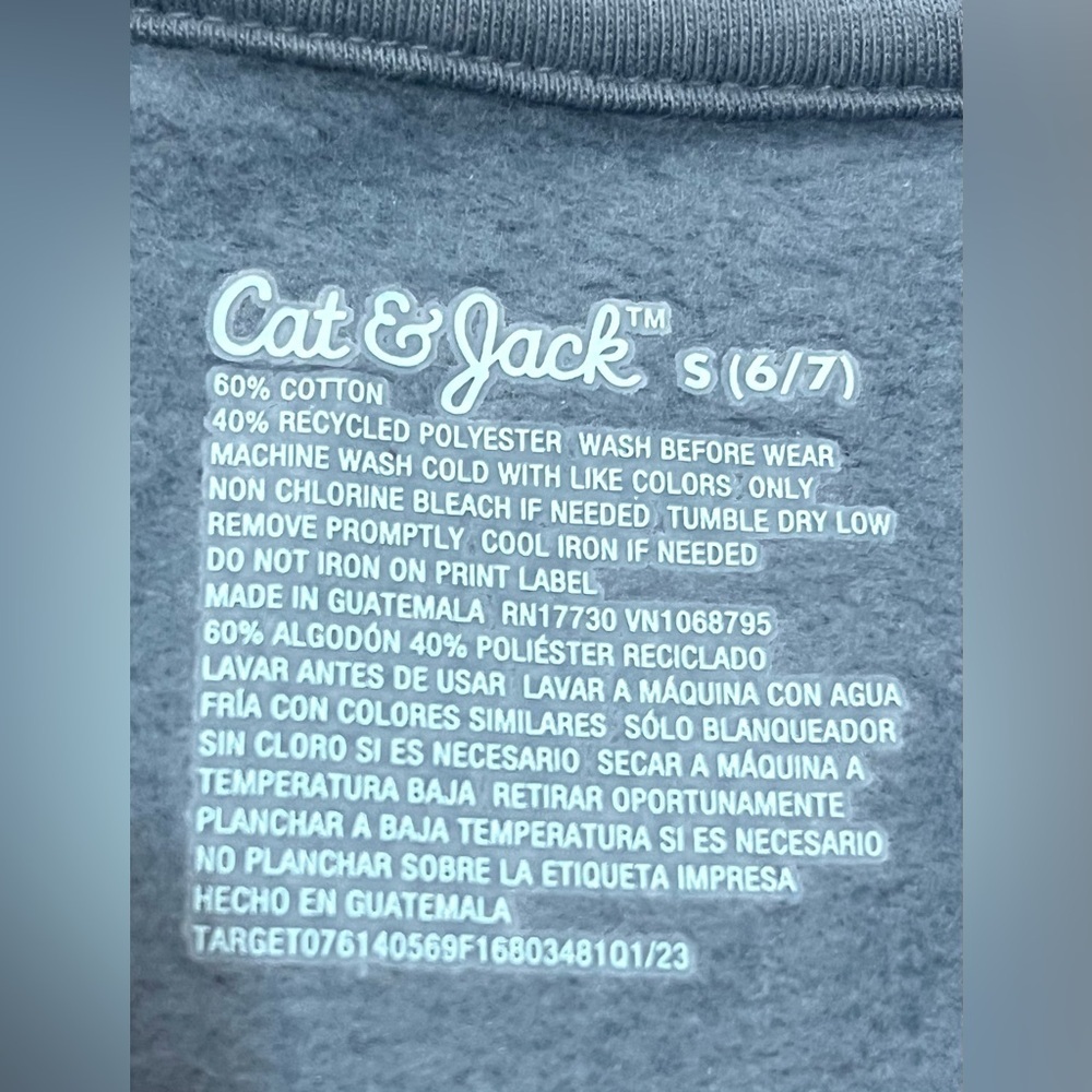 Cat & Jack Children’s Two Tone Blue Checkered Crewneck Boys Sweatshirt 6/7 - Picture 7 of 16